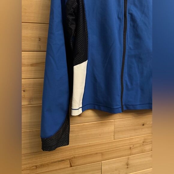 Calme Johnny Was Size Medium Endurance Black Blue Mesh Zip Up Performance Jacket - Picture 5 of 13